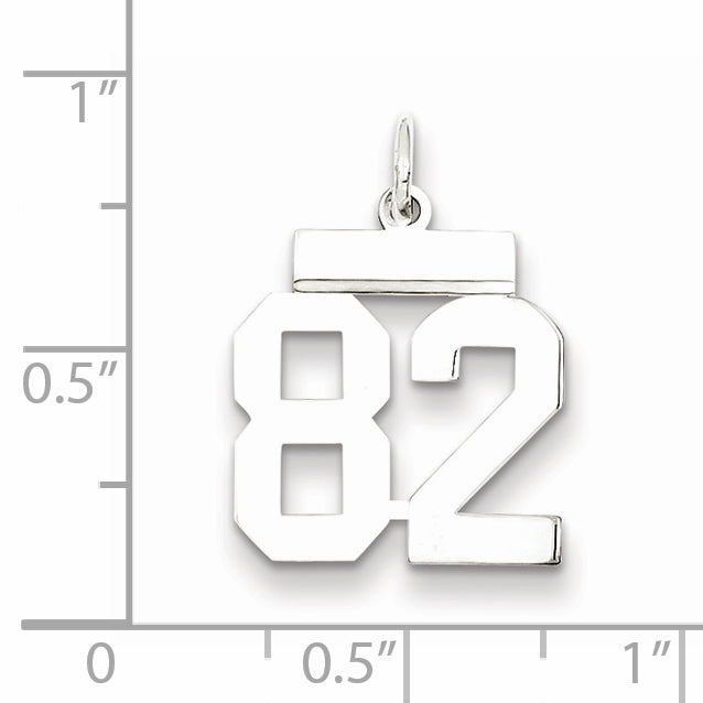 Sterling Silver Rhodium-plated Small Polished Number 82 Charm Secondary image