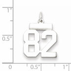 Sterling Silver Rhodium-plated Small Polished Number 82 Charm