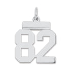 Sterling Silver/Rhodium-plated Polished Number 82 Charm