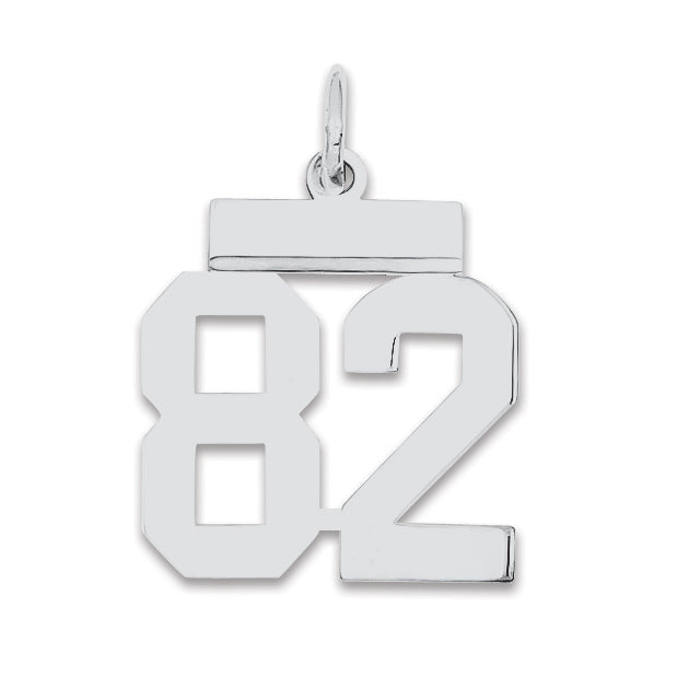 Sterling Silver/Rhodium-plated Polished Number 82 Charm