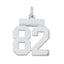 Sterling Silver/Rhodium-plated Polished Number 82 Charm
