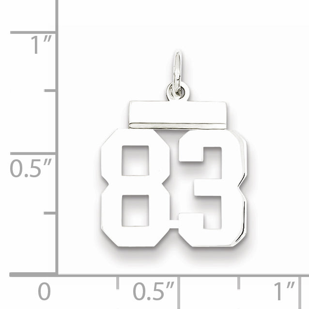 Sterling Silver Rhodium-plated Small Polished Number 83 Charm Secondary image