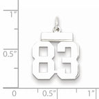 Sterling Silver Rhodium-plated Small Polished Number 83 Charm