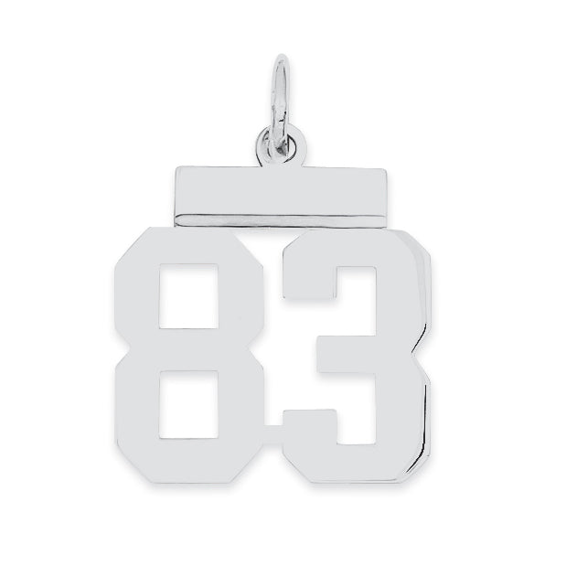 Sterling Silver/Rhodium-plated Polished Number 83 Charm