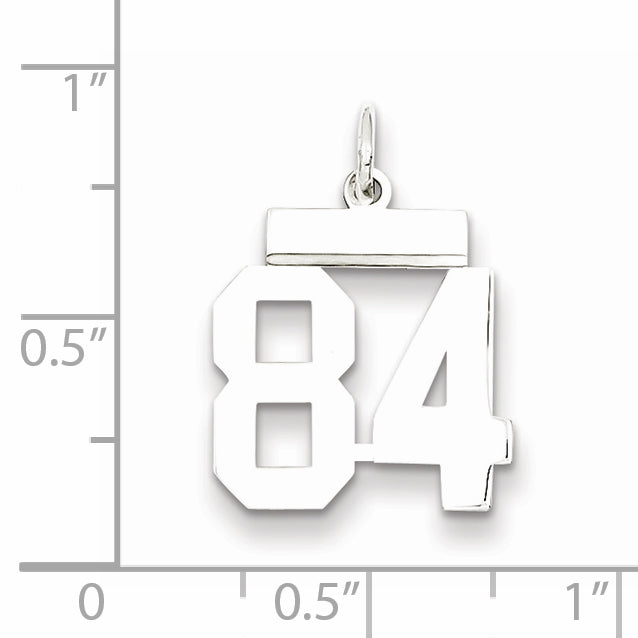 Sterling Silver Rhodium-plated Small Polished Number 84 Charm