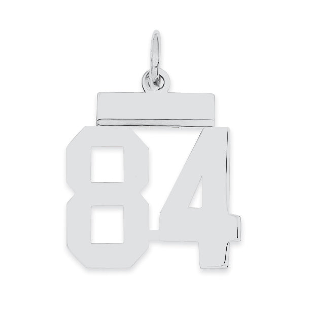 Sterling Silver/Rhodium-plated Polished Number 84 Charm