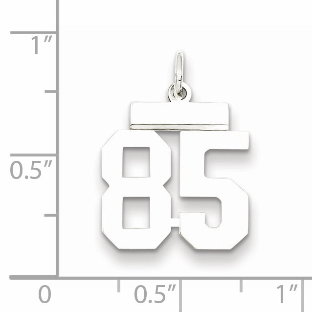 Sterling Silver Rhodium-plated Small Polished Number 85 Charm