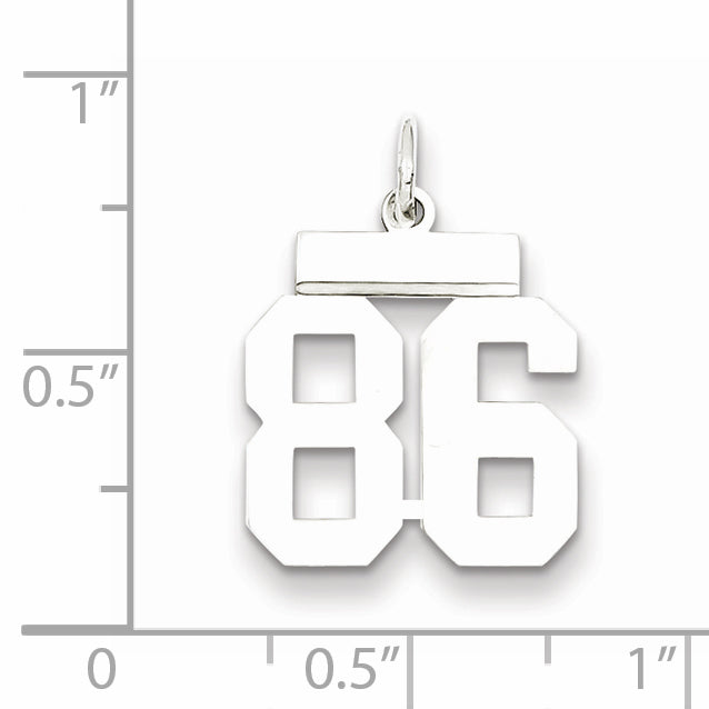 Sterling Silver Rhodium-plated Small Polished Number 86 Charm