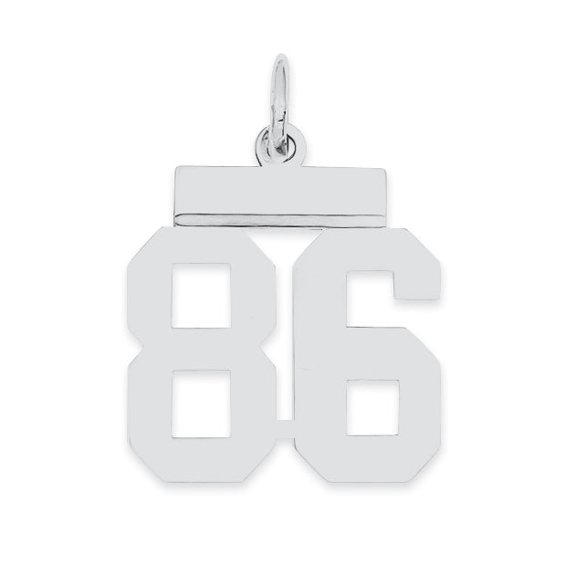 Sterling Silver/Rhodium-plated Polished Number 86 Charm
