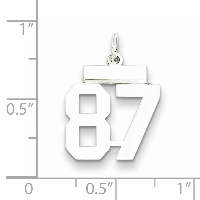 Sterling Silver Rhodium-plated Small Polished Number 87 Charm Secondary image