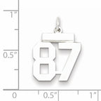 Sterling Silver Rhodium-plated Small Polished Number 87 Charm