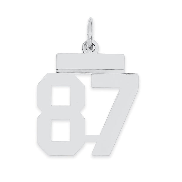 Sterling Silver/Rhodium-plated Polished Number 87 Charm