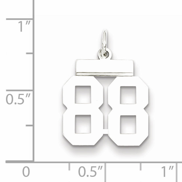 Sterling Silver Rhodium-plated Small Polished Number 88 Charm Secondary image
