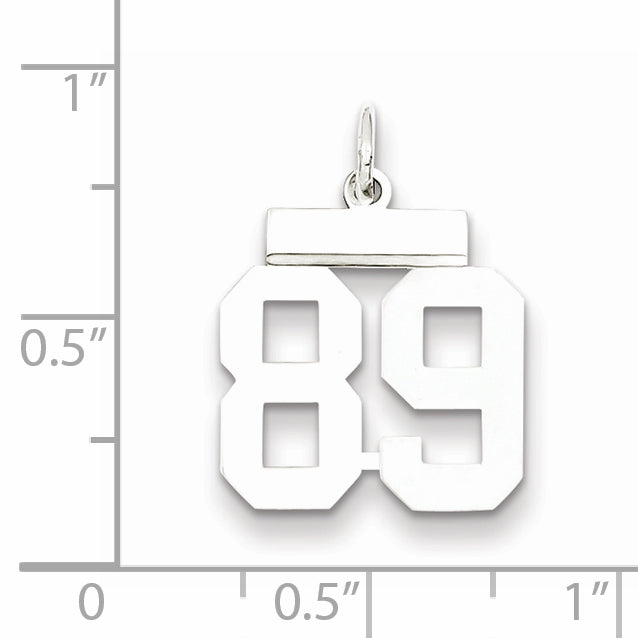 Sterling Silver Rhodium-plated Small Polished Number 89 Charm
