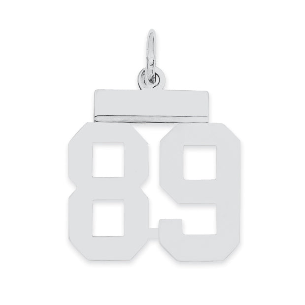Sterling Silver/Rhodium-plated Polished Number 89 Charm