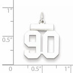 Sterling Silver Rhodium-plated Small Polished Number 90 Charm