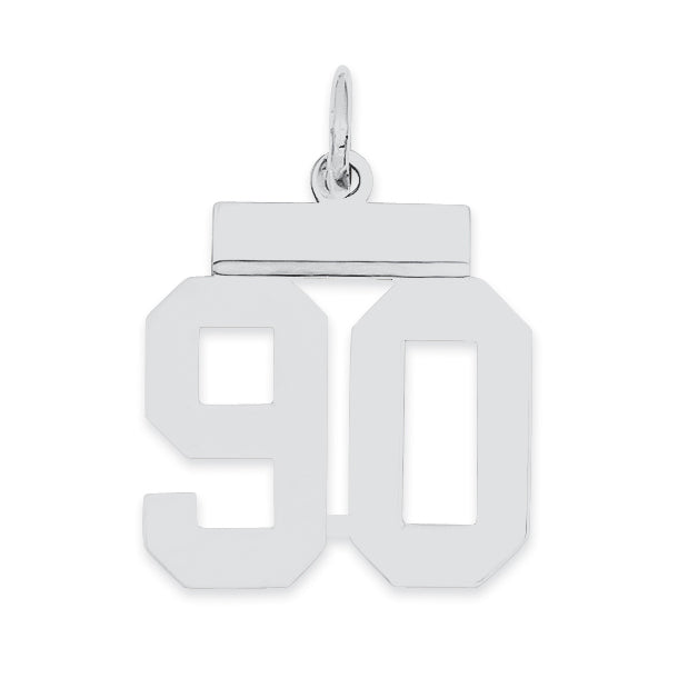 Sterling Silver/Rhodium-plated Polished Number 90 Charm Main image