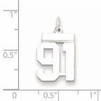 Sterling Silver Rhodium-plated Small Polished Number 91 Charm