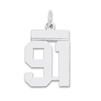 Sterling Silver/Rhodium-plated Polished Number 91 Charm