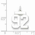 Sterling Silver Rhodium-plated Small Polished Number 92 Charm