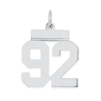 Sterling Silver/Rhodium-plated Polished Number 92 Charm