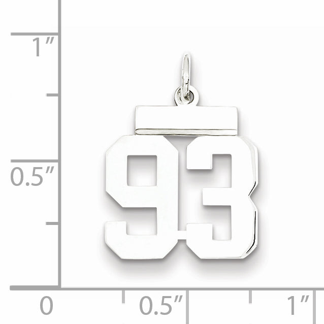 Sterling Silver Rhodium-plated Small Polished Number 93 Charm Secondary image
