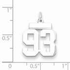 Sterling Silver Rhodium-plated Small Polished Number 93 Charm