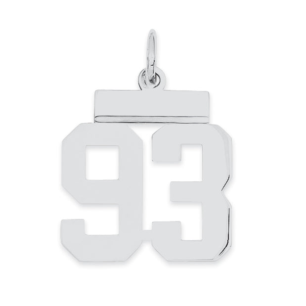 Sterling Silver/Rhodium-plated Polished Number 93 Charm