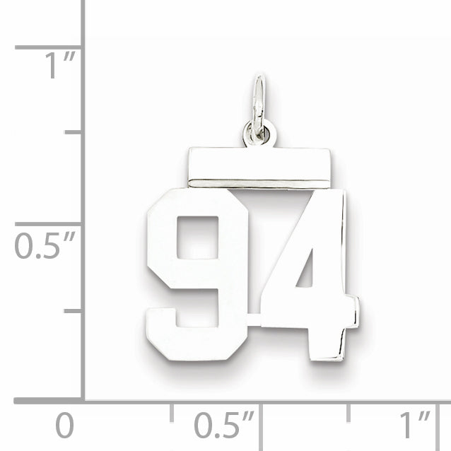 Sterling Silver Rhodium-plated Small Polished Number 94 Charm