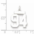 Sterling Silver Rhodium-plated Small Polished Number 94 Charm