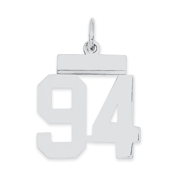Sterling Silver/Rhodium-plated Polished Number 94 Charm