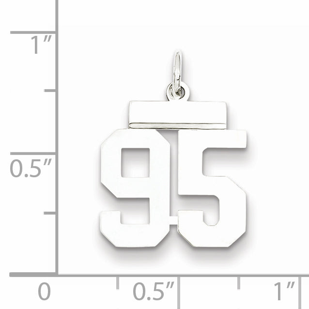 Sterling Silver Rhodium-plated Small Polished Number 95 Charm Secondary image