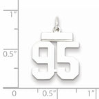 Sterling Silver Rhodium-plated Small Polished Number 95 Charm