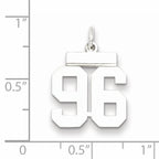 Sterling Silver Rhodium-plated Small Polished Number 96 Charm