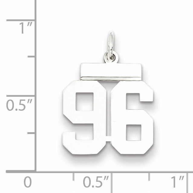 Sterling Silver Rhodium-plated Small Polished Number 96 Charm