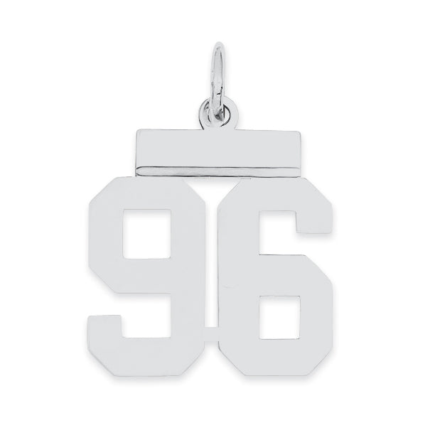 Sterling Silver/Rhodium-plated Polished Number 96 Charm