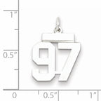 Sterling Silver Rhodium-plated Small Polished Number 97 Charm