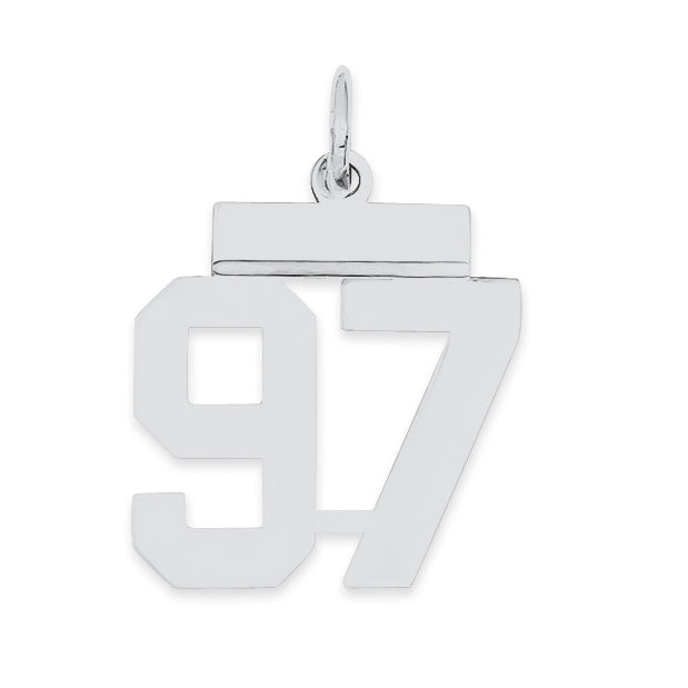 Sterling Silver/Rhodium-plated Polished Number 97 Charm