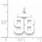 Sterling Silver Rhodium-plated Small Polished Number 98 Charm