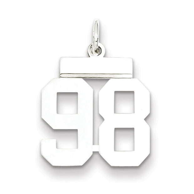Sterling Silver/Rhodium-plated Polished Number 98 Charm