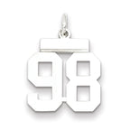 Sterling Silver/Rhodium-plated Polished Number 98 Charm