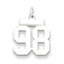 Sterling Silver/Rhodium-plated Polished Number 98 Charm