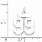 Sterling Silver Rhodium-plated Small Polished Number 99 Charm