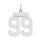 Sterling Silver/Rhodium-plated Polished Number 99 Charm