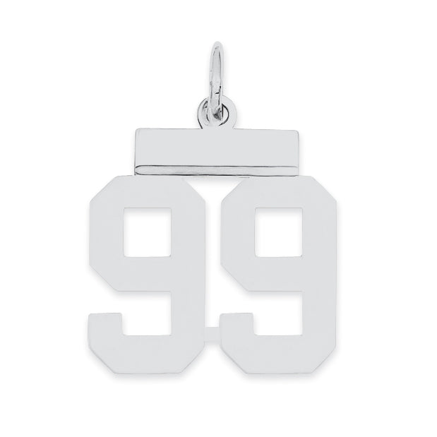 Sterling Silver/Rhodium-plated Polished Number 99 Charm