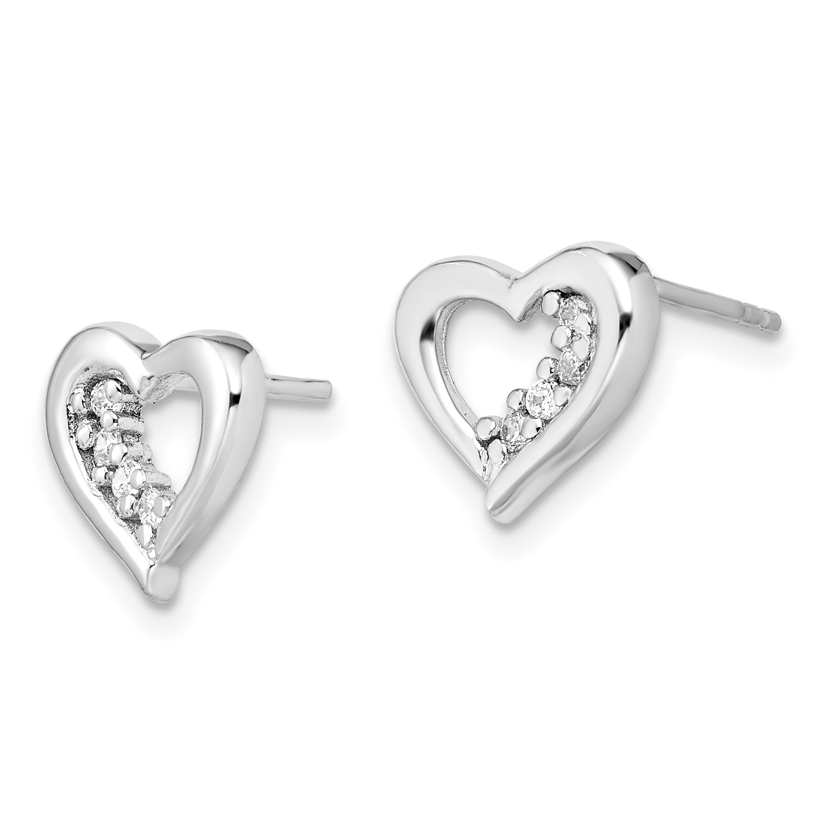 Sterling Silver Rhodium-plated CZ Heart Earring and Pendant Set Secondary image