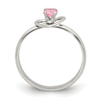 Sterling Silver Polished Pink CZ Heart Children's 15in Necklace, Size 3 Ring & Post Earrings Set