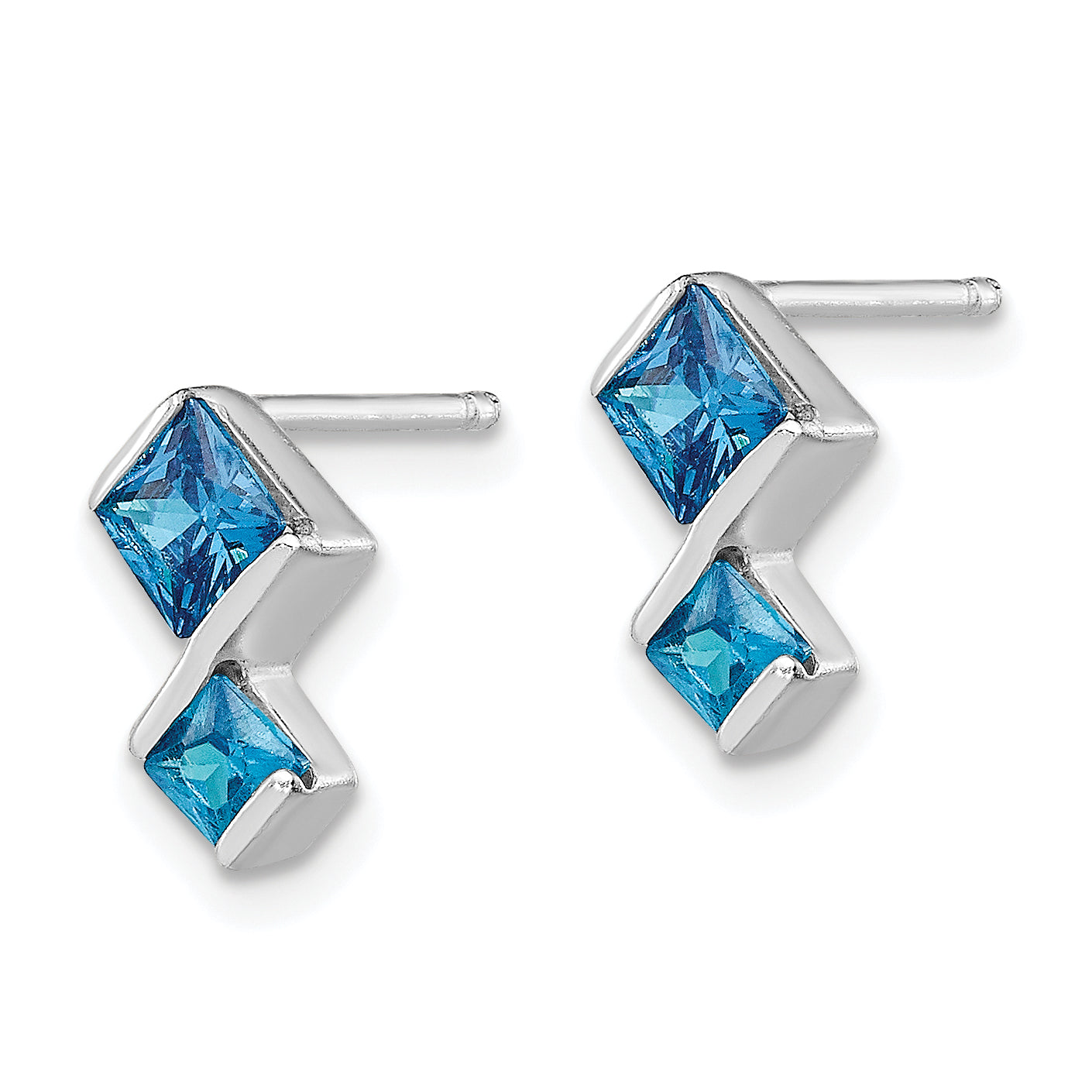 Sterling Silver Polished Blue Topaz Pendant and Post Earrings Set Secondary image