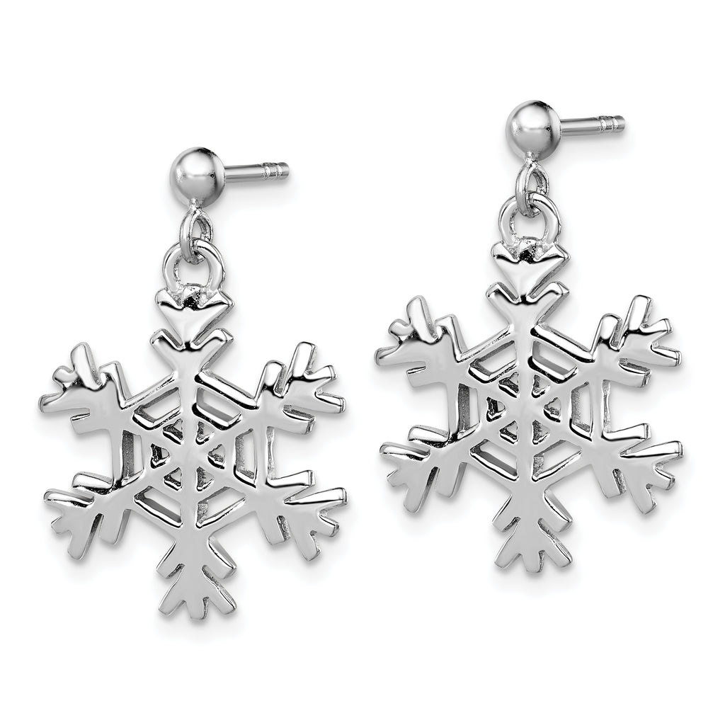 Sterling Silver Rhodium-plated Snowflake Earrings and Pendant Set