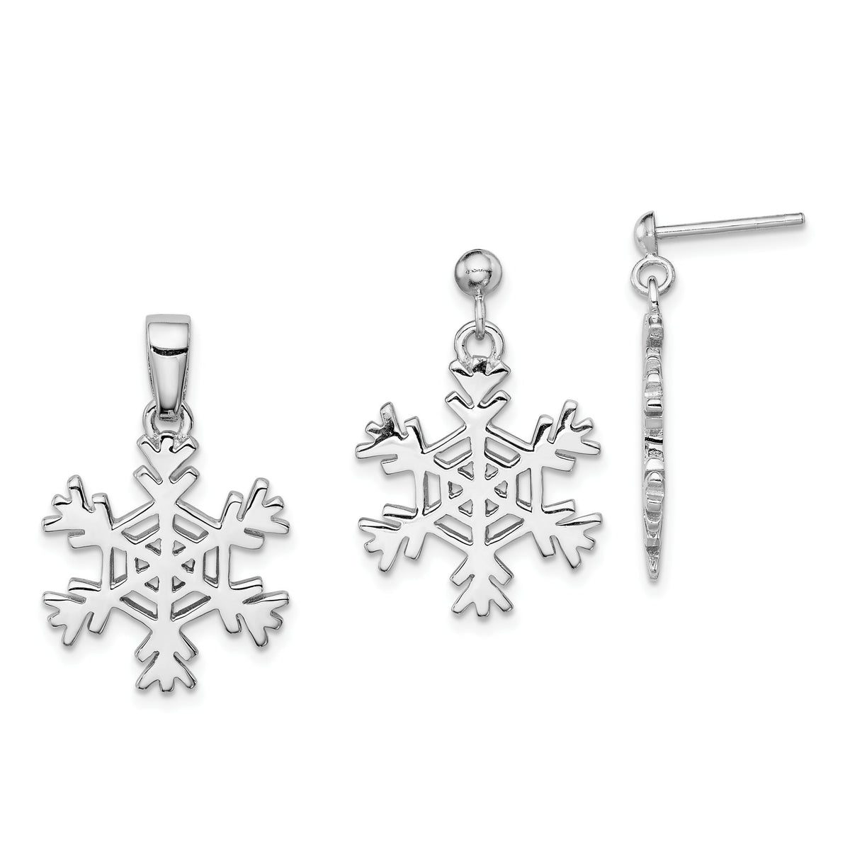 Snowflake Pendant Set Earrings in Sterling Silver - Sophia Jewelers Main image